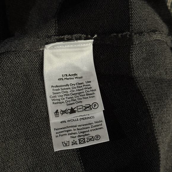 Eddie Bauer Travex Cardigan Sweater M Black Gray Stripe Wool Blend Open NEW - Picture 4 of 7